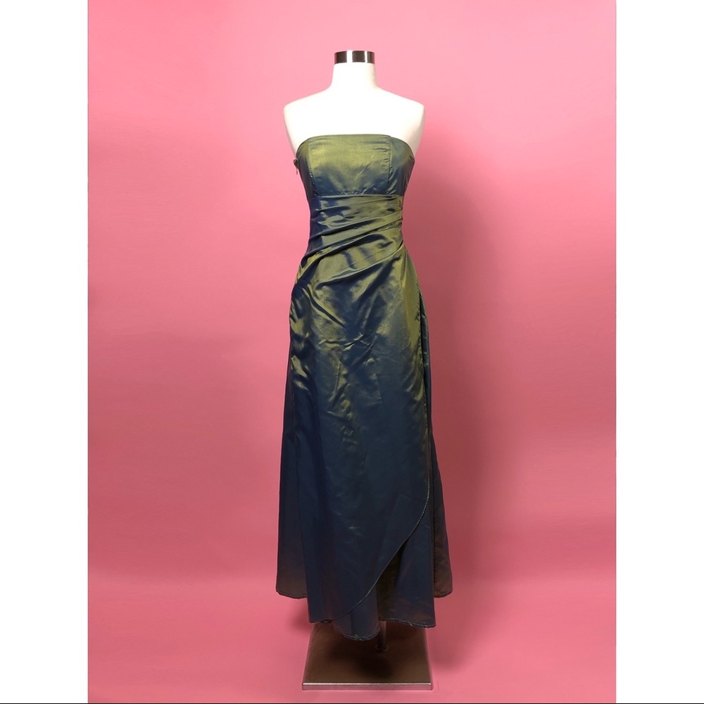 VintageY2K green formal maxi evening gown 3/4 S
